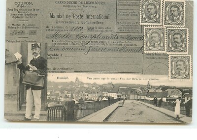 Großherzogtum Luxemburg - REMICH - Ansicht von der Brücke - Postbote - Nachdruck - 9712