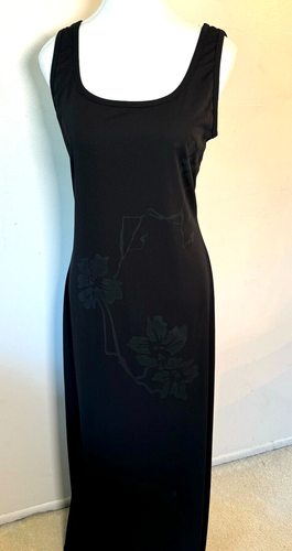Vintage Byer Too Women's Evening Maxi Tank Dress Semi Sheer Floral Minimalist