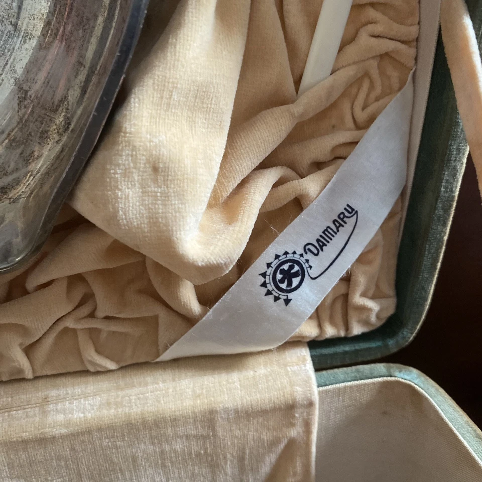 Juego de frutero japonés vintage Daimaru 1930’s patrón de caparazón de tortuga caja plateada Foto 4 de 4