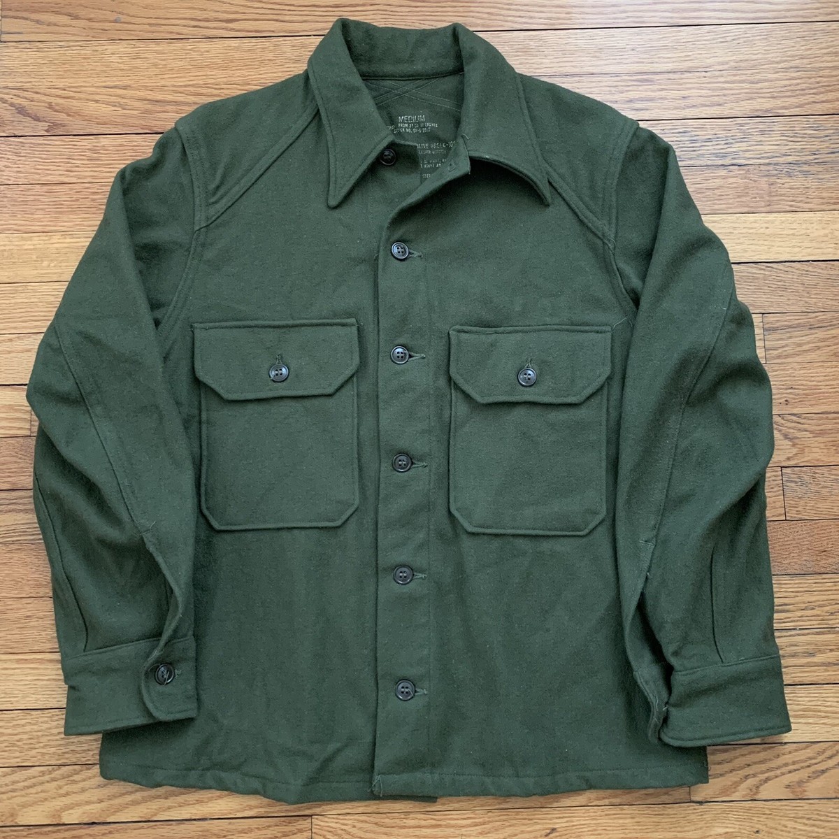 1950s Korea War Era US Military OG-108 Wool Field Shirt Size 1950s Korea War Era US Military OG-108 Wool Field Shirt Size