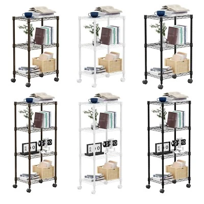 MZG 3/4 Shelf Wire Shelving Unit Rolling Wire Shelves with Wheel Kitchen Pantry Rack
