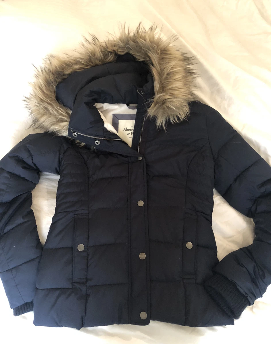Abercrombie Fitch puffer jacket women s size xxs navy blue eBay