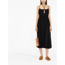 Ulla Johnson Freya Halterneck Flared black jersey Midi Dress Size 6