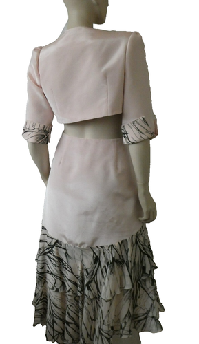 Pink Mother of the Bride 2 piece silk mix skirt/bolero set 31" waist UK12 - Picture 6 of 11