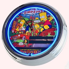 N-0715 Wanduhr "Flipper The Simpsons Data East 1990" Neonuhr Küche Wohnzimmer