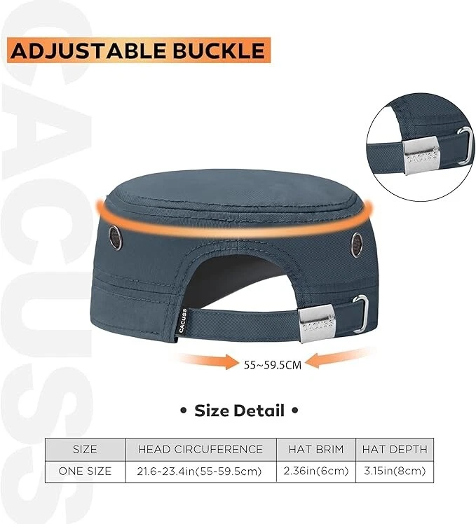 CACUSS Men's Cotton Army Cap Cadet Hat Trucker Dad Hat Military Adjustable DGrey - Image 3 of 4