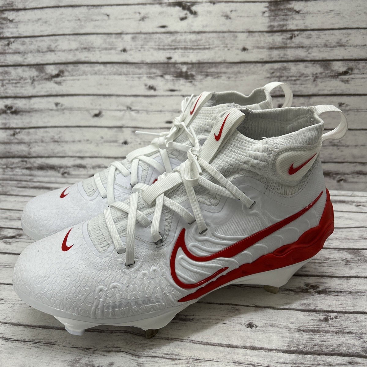 Nike Alpha Huarache NXT Metal Baseball Cleats White Red  display picture 1