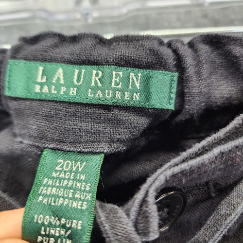 Ralph Lauren 100% Linen Black Wide Leg Trousers Pants Drawstring Summer 20W Plus - Picture 7 of 15