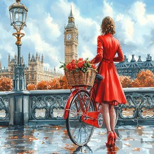 Wandbild Fahrrad Frau England London Big Ben Uhr Deko Bild Wanddeko Wandfliese