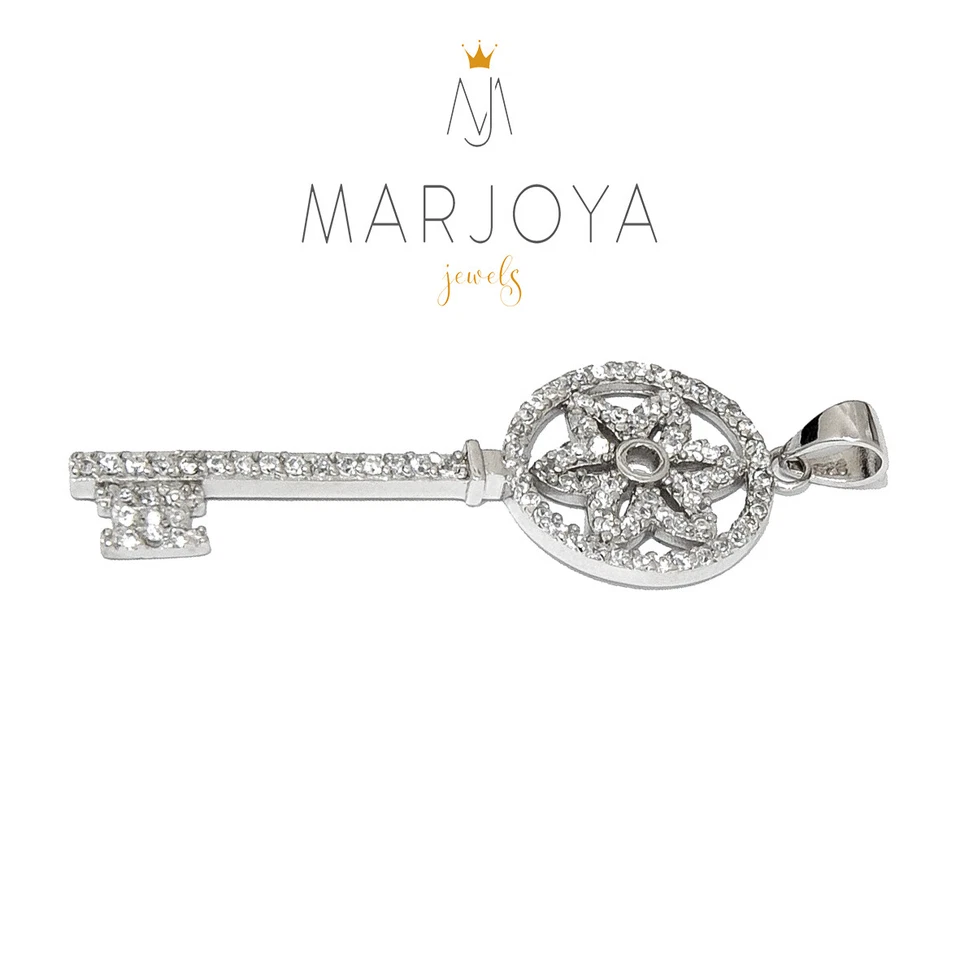 Chiave dell'amore in argento 925 rodiato con pavè di zirconi bianchi - Immagine 3 di 4