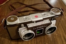 Kodak Stereo Camera with Leather Case, 35mm Film, 3D Vintage Photography