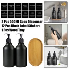 2 Pcs 500ml Soap Dispenser Plastic Hand Pump Bottles Bathroom Shower Conditioner