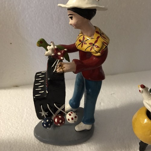 Set Of 3 Vintage Clay Pottery Folk Art Musical Figures 7 Inch Tall - Picture 5 of 10