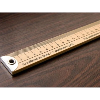 Wooden Metre Ruler Stick Metric & Imperial Measurements Brass Ends Sew Easy