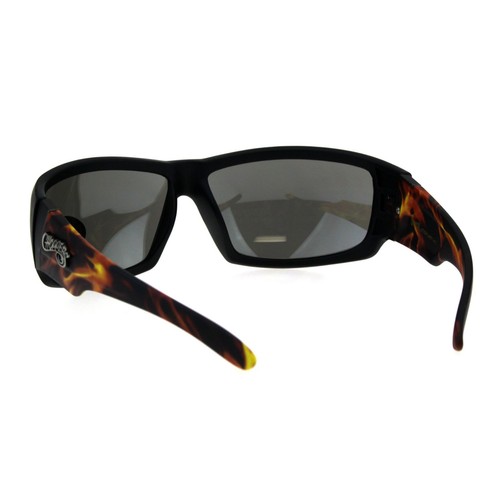Choppers Sunglasses Men's Biker Fashion Rectangular Flame Design - Picture 17 of 26