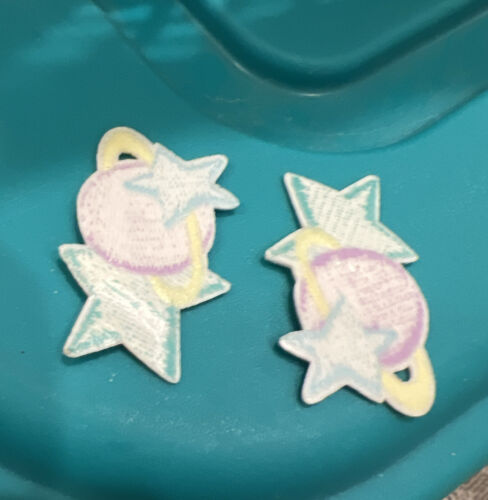 TWO SATURN PATCHES EMBLEMS APPLIQUES PLANET & Stars Pastel Patch Iron-On/Sew On - Picture 2 of 2