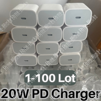 20W Fast Charger PD USB C Power Adapter For iPhone 16 15 14 13 12 11 8 iPad LOT