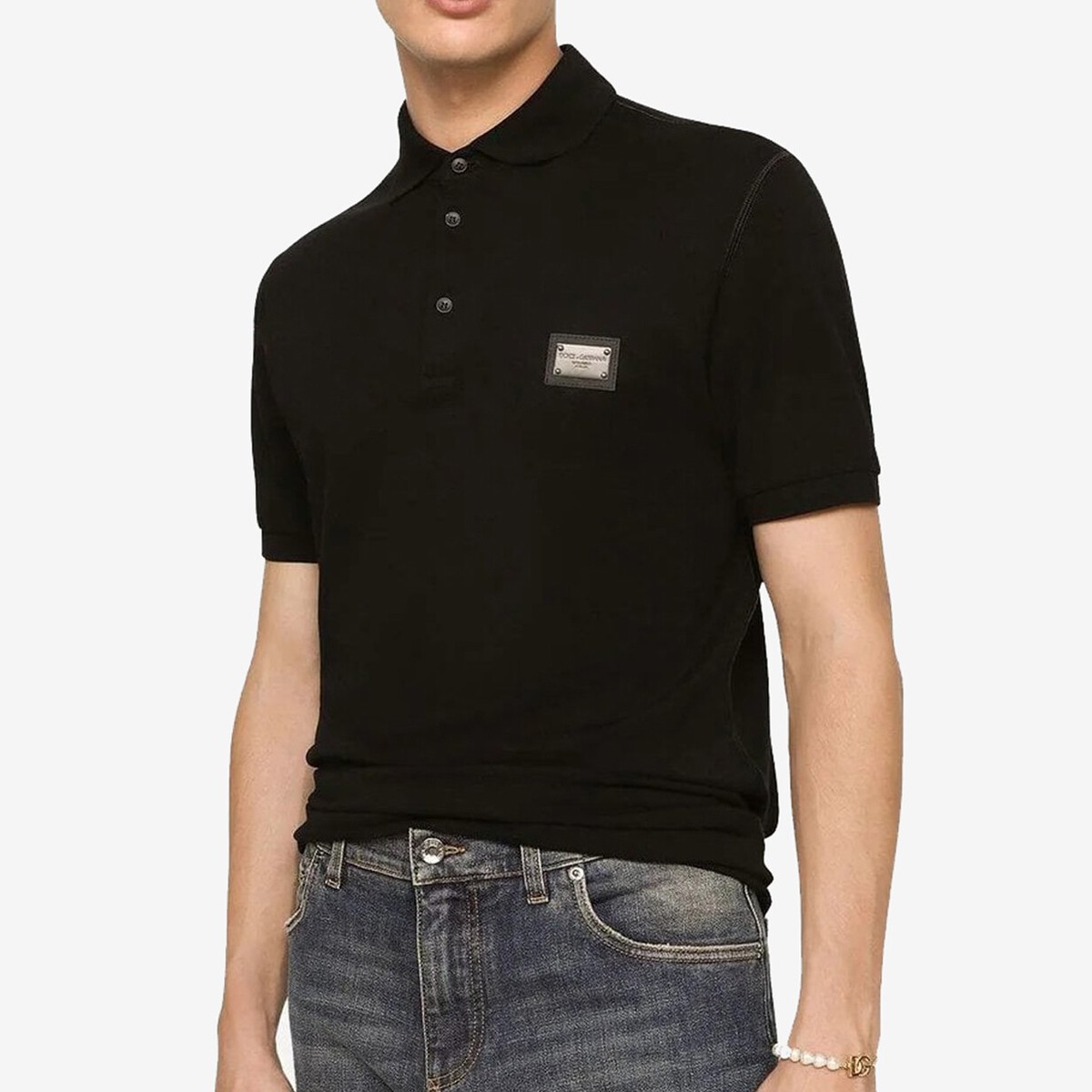 Dolce & Gabbana Men Plaque Polo Shirt T-shirt Short Sleeves