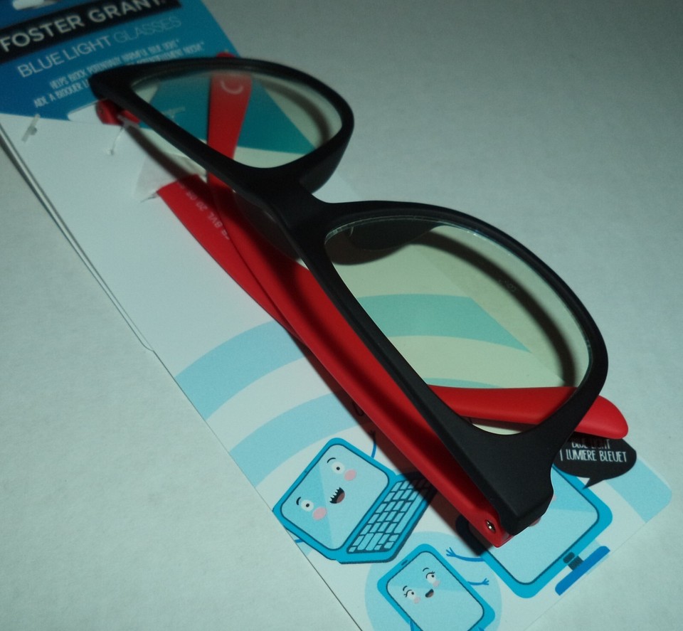 Foster Grant Blue Light UV Blocking Glasses Kids Youth Red & Black *NEW