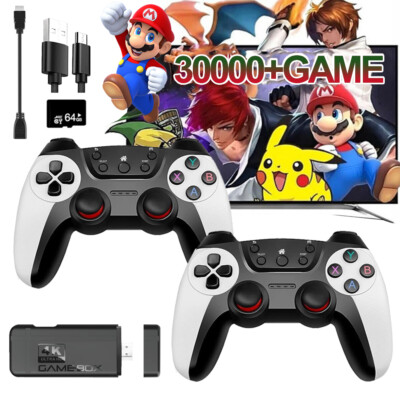 30000+ Retro Videospielkonsole 4K HD TV Spiel Stick 64GB w/2 Wireless Controller
