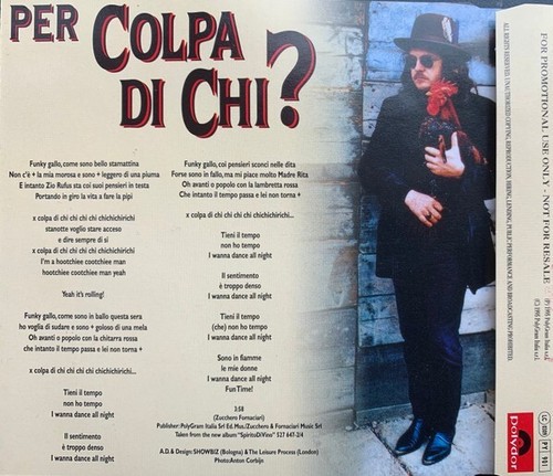 CD Single Promo Zucchero Sugar Fornaciari – Per Colpa Di Chi? Polydor 1995 - Picture 2 of 3