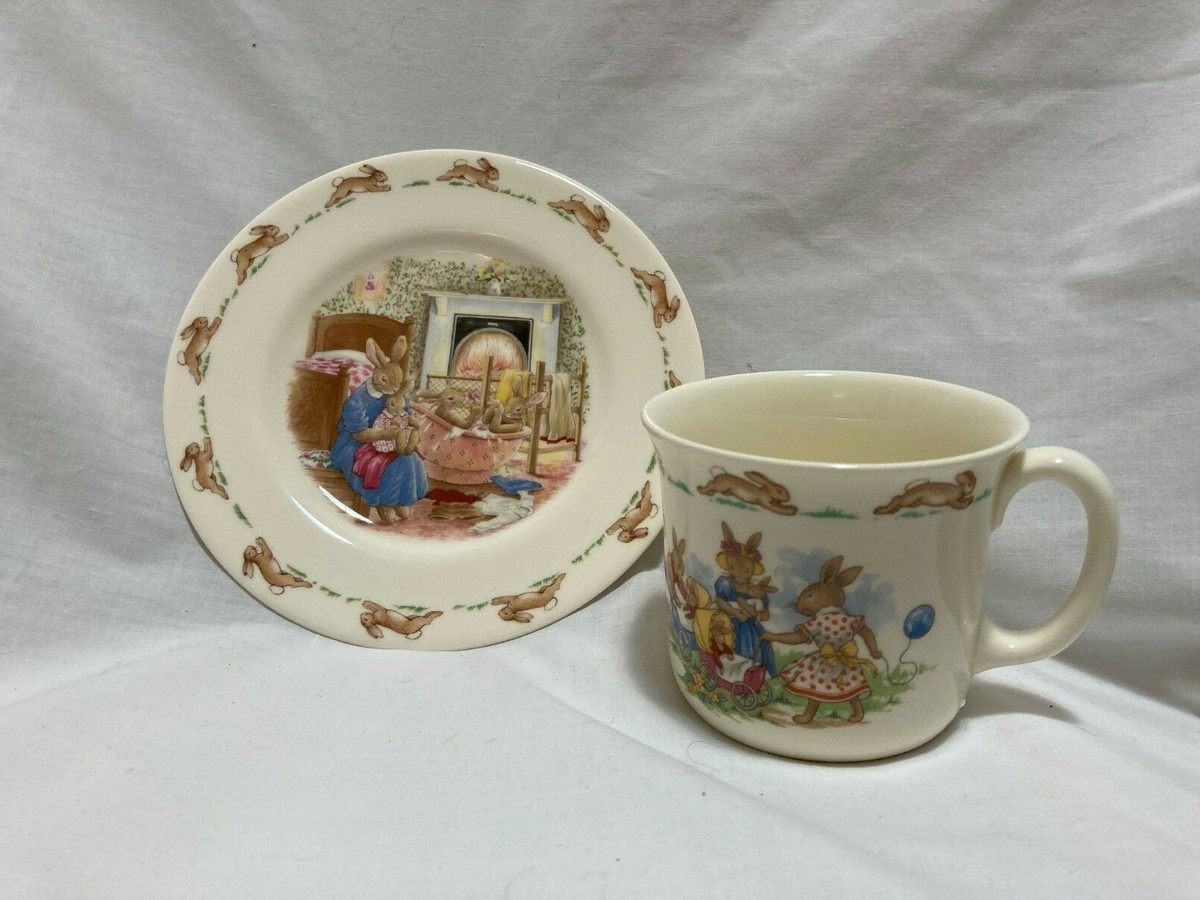 Beatrix Potter Bunnykins plate and Royal 1988