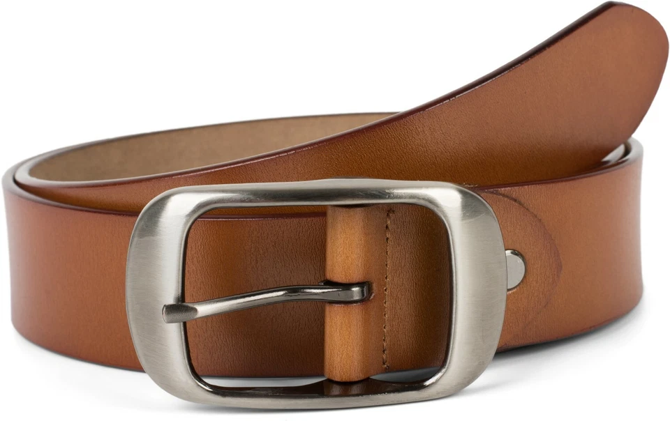 STYLEBREAKER Leder Gürtel Uni glänzende Oberfläche gebürstete Schnalle kürzbar Damen Herren