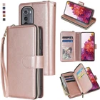 Motorola Edge (2022) Wallet Case 9Card Zipper Slots Kickstand Flip Leather Case