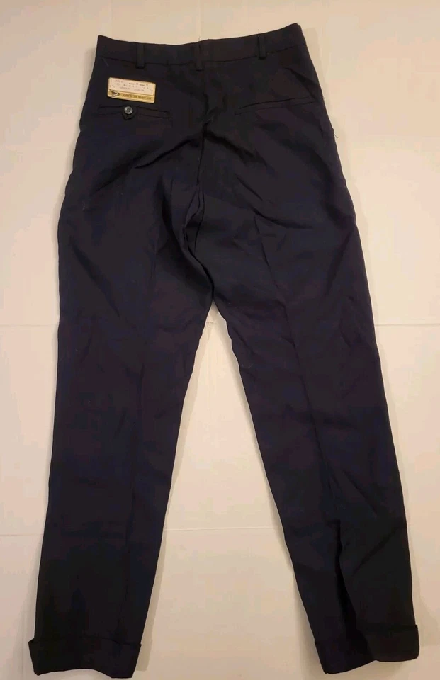 Calça Vintage Anos 80 Calças Cônicas Meninos Tamanho 18 Preta Rayon Nova Com Etiqueta Nos - Imagem 2 de 4