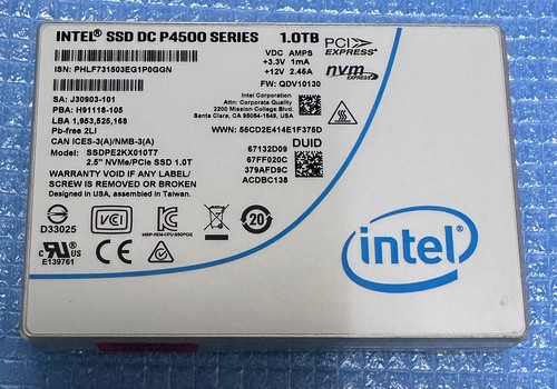 Intel SSD DC P4500 Intel 1.0TB NVMe SSD Intel SSDPE2KX010T7 2.5" PCIe SSD 1T HDD