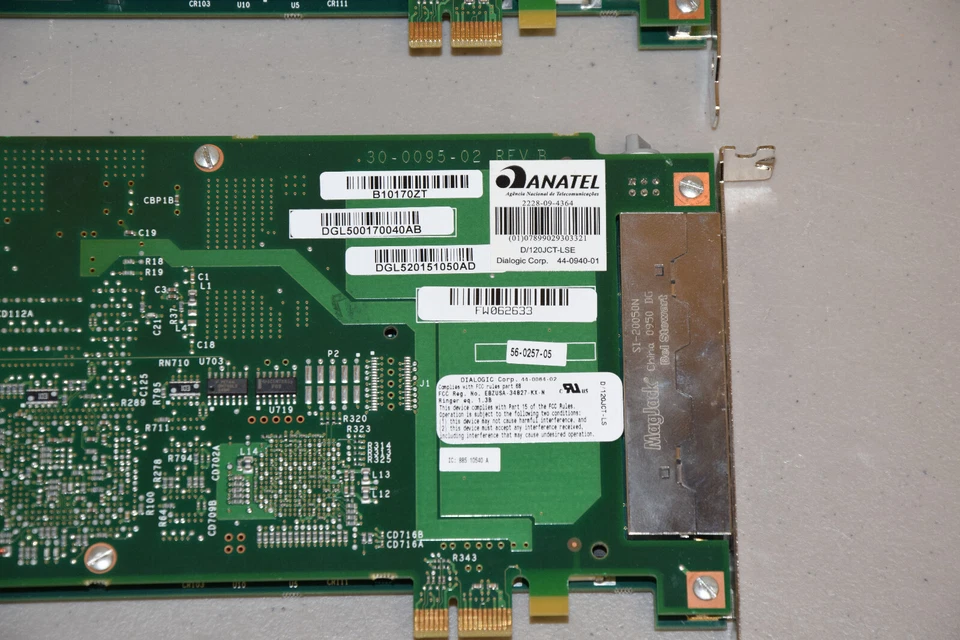 Lot 2 Dialogic Corp D/120JCT-LSE 44-0940-01 Analog Fax Board PCI Express x1 - Image 4 of 4