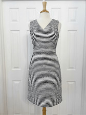 J.Crew Suiting Black White Stripe Tweed Lined Sheath Dress Size 4