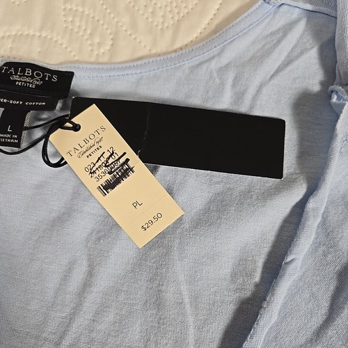 NWT Talbots Petites Size Large Light Blue Cotton Tank Top Plunge Neckline - Picture 6 of 10