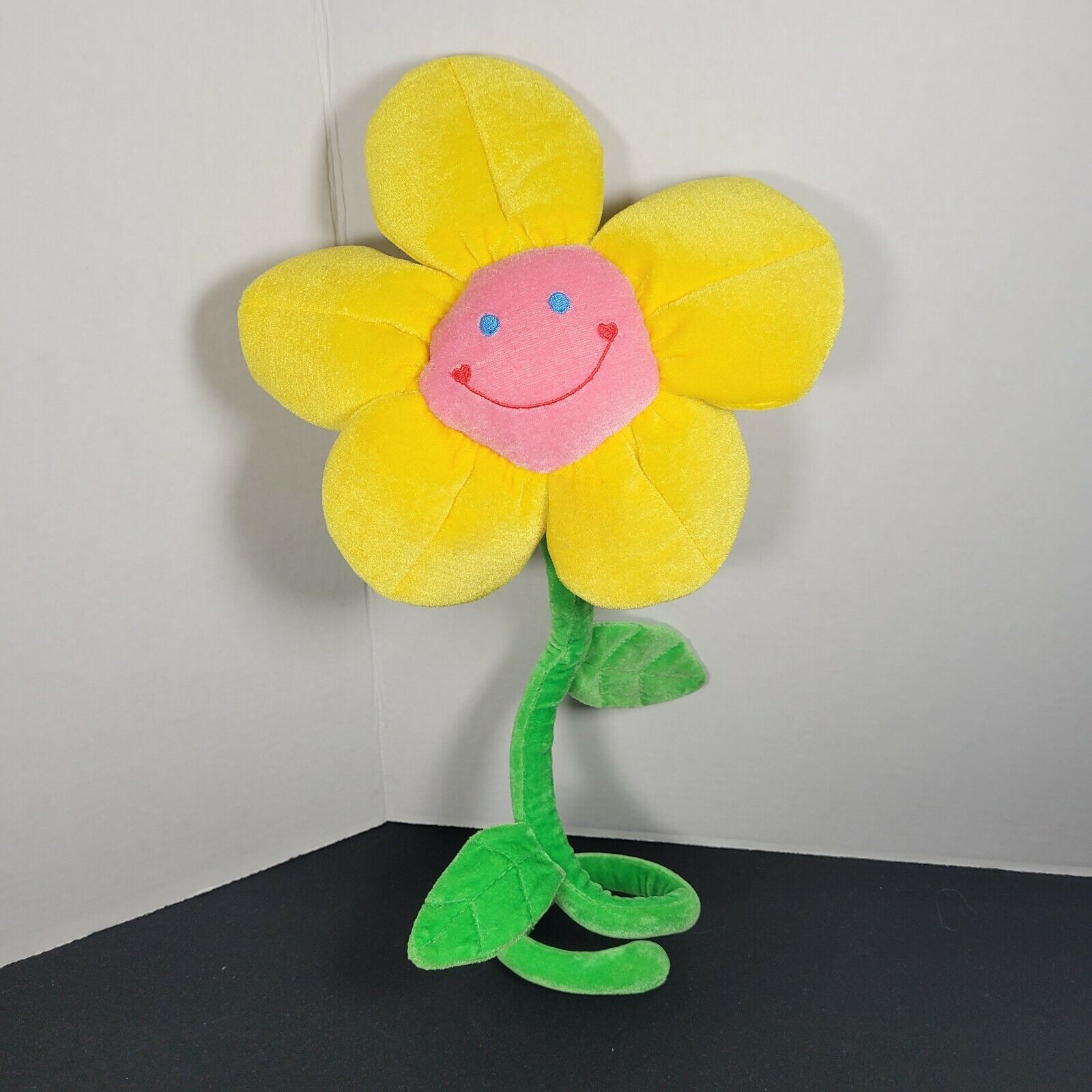Animal Alley Bendable Plush Smiling Yellow Pink Flower 20" Stem 