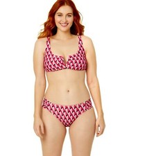 NWT Time and Tru Women's Geo Print V-Wire Bikini set size medium 8-10 pink swim