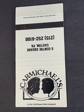 Vintage Pennsylvania Matchbook: “Carmichael’s” Easton, PA