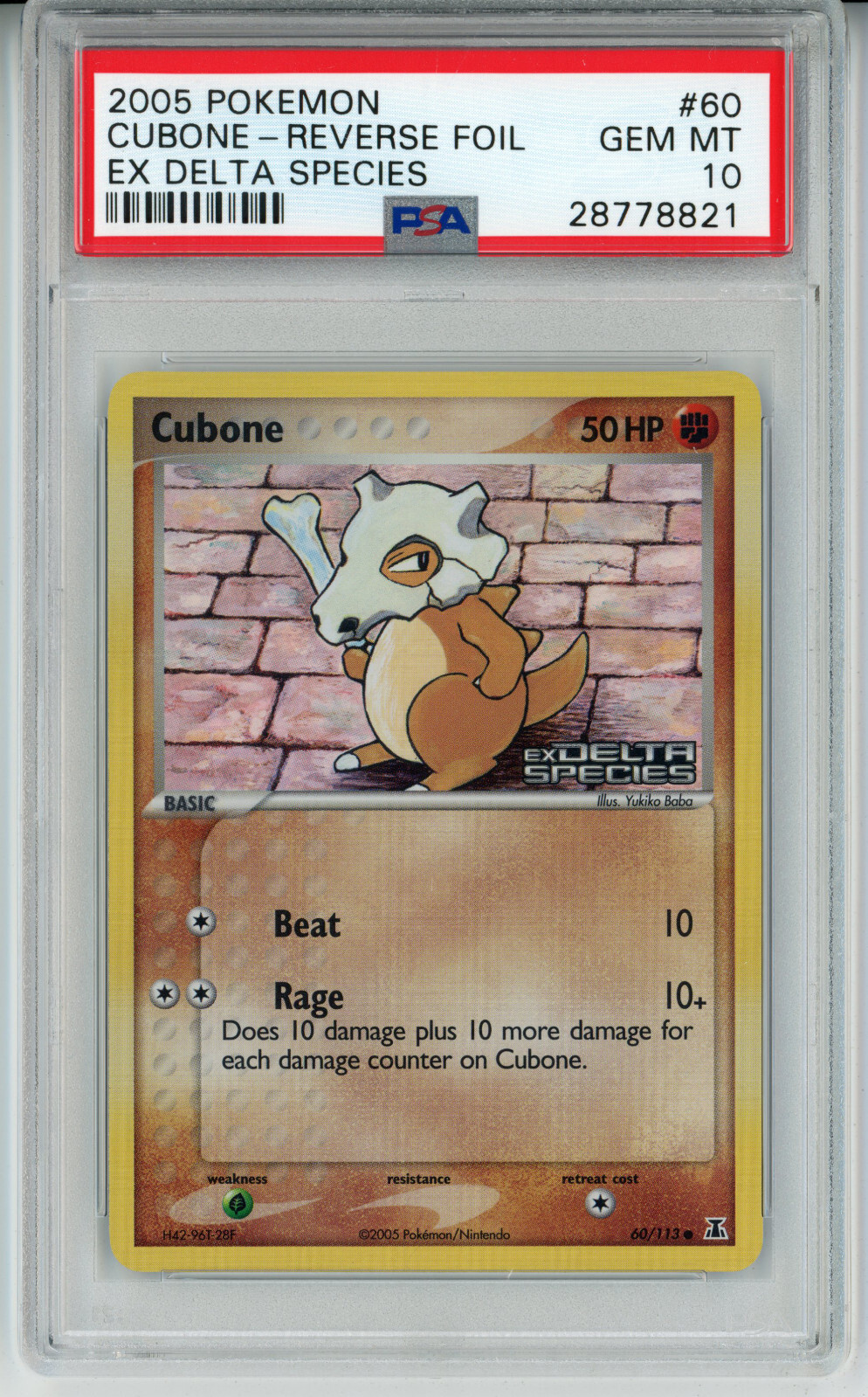 2005 POKEMON EX DELTA SPECIES CUBONE #60 REVERSE PSA 10 GEM MINT #28778821
