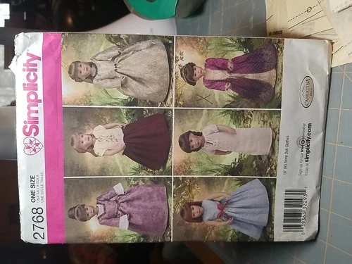 Simplicity 2768 Renaissance 18" Doll Clothes Historical Dress Pattern CUT