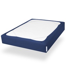 Cubierta de somier con tejido elástico liso lavable azul marino doble/completo/reina/rey