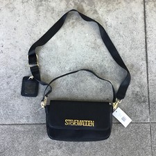 Steve Madden Black Gold BDAVIS Leather Crossbody W/ ID Wallet NWT Flawed 