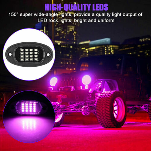 4pcs RGB LED Rock Lights APP Control for UTV SUV Pickup RZR Trailer Motorcycle - Picture 5 of 14