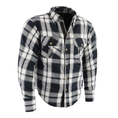 Milwaukee Leather MPM1644 Men's Plaid Flannel Biker Shirt with CE Approved Armor
