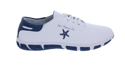 TBS Bootsschuh Jazaru Z7922, Glattleder, Weiß-Blau mit Non-Marking-Sohle, Fußbet