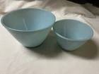 Vintage Fire King Anchor Hocking 2 Piece Blue Mixing Bowls 10-cups And 4-cups