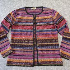 All Alpaca 100 Baby Alpaca Button Up Cardigan Sweater S Multicolor Striped Peru