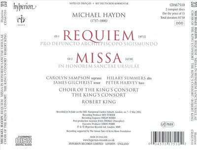 MICHAEL HAYDN: REQUIEM; MISSA IN HONOREM SANCTAE URSULAE NEW CD