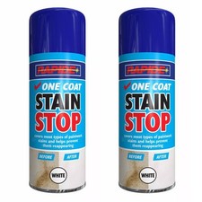 2 x Rapide One Coat Stain Stop White Aerosol Spray Can Durable 400ml