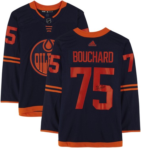 Evan Bouchard Edmonton Oilers Signed Navy Authentic Jersey