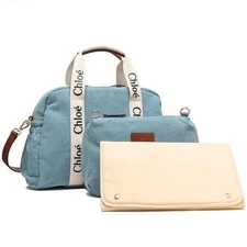 CHLOE Boston Bag Mother's Bag C20191 Z10 Cotton DENIM BLUE From Japan yb423 new