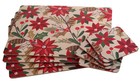 Christmas Dinner Placemats and Coasters - Poinsettia Flower Design - Set of 4